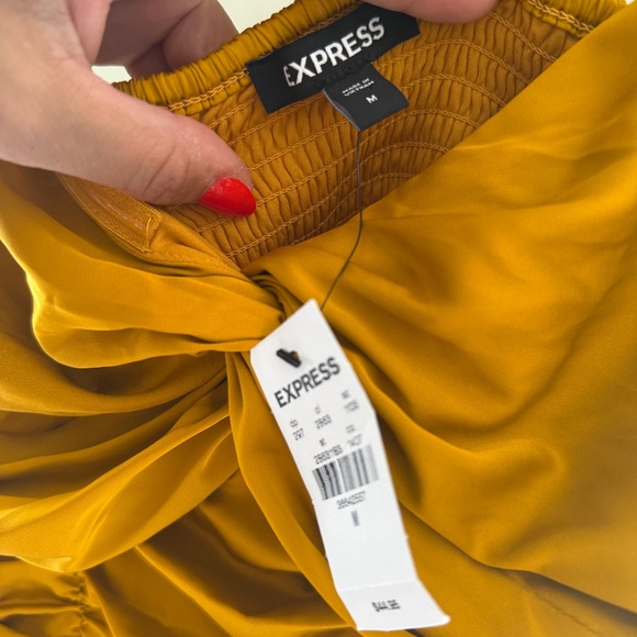 Express Yellow Gold Peplum Strapless Smocked Women's Tube Top NWT - Picture 6 of 9